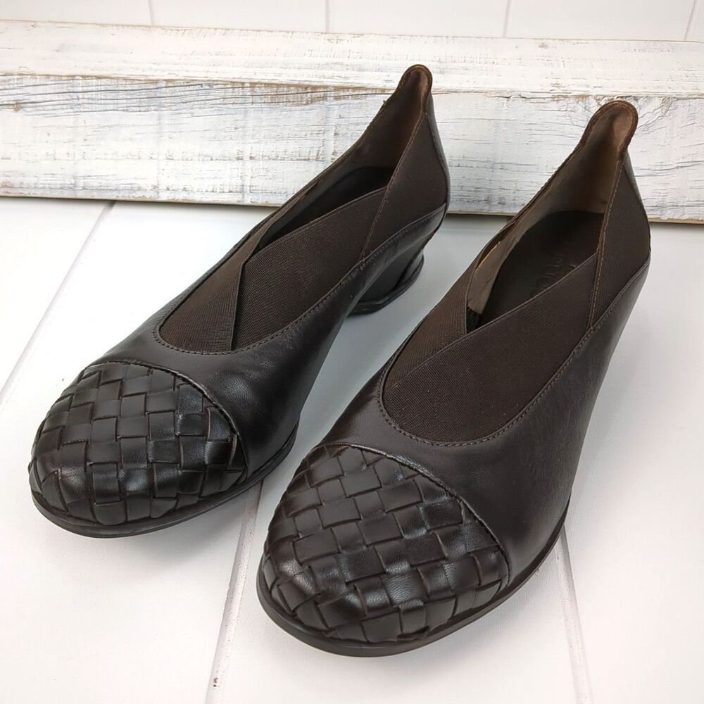 Sesto Meucci Woven Italian Leather Loafers Dark Brown Size 7 Slip On